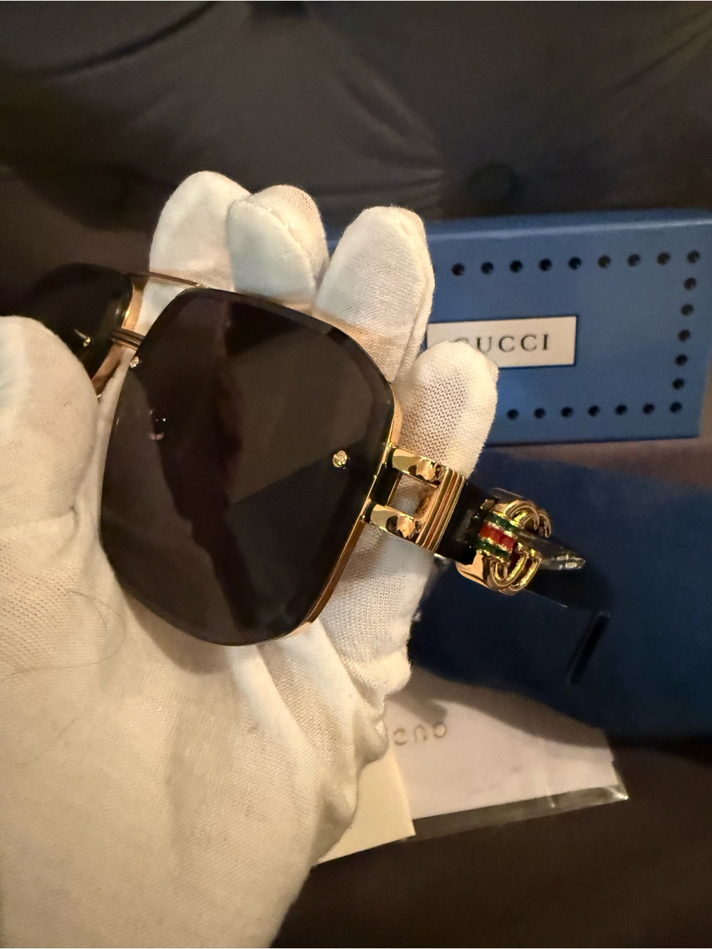 🔥NEW Gucci Black & Gold Men's Sunglasses with Signature Temple Detail🔥 - Picture 13 of 17